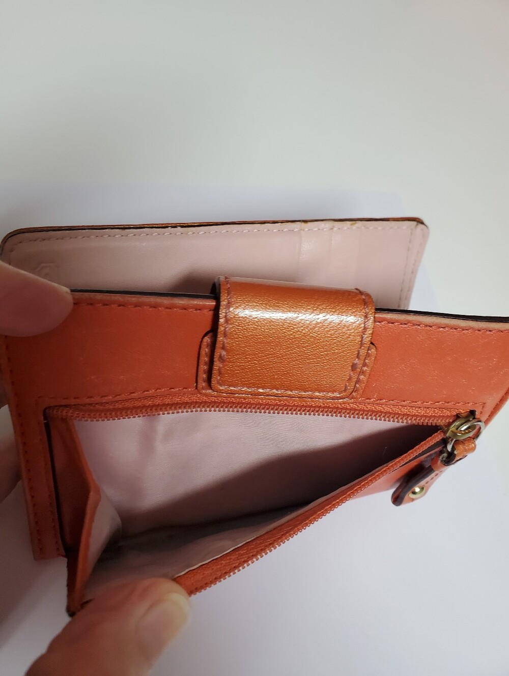 Vintage Coach Y2K Legacy Colorblock Leather Turnlock Bifold Wallet Orange Blush - Picture 9 of 12